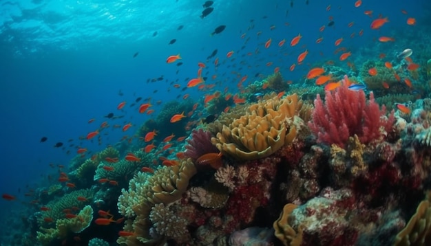 Free photo fish swim in soft coral reef generated by ai