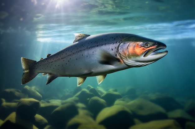 Free photo fish swimming underwater