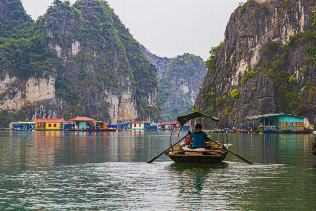 A fishing village in Ha Long Bay in Viet Nam