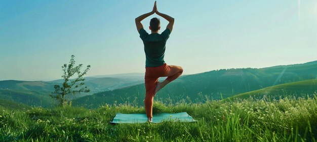 Fit man practicing yoga