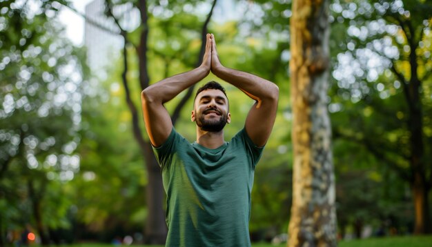 Fit man practicing yoga