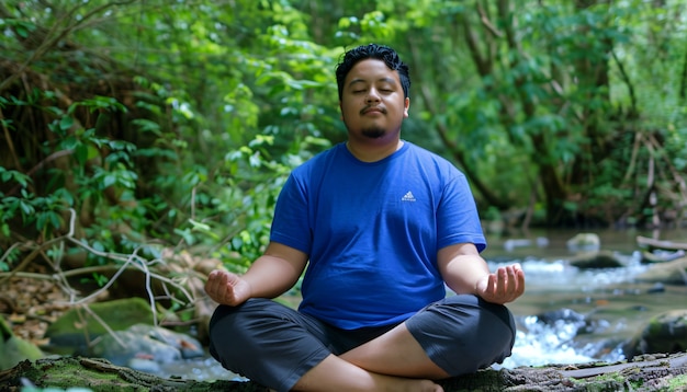 Fit man practicing yoga