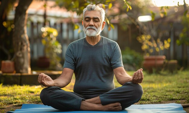 Fit man practicing yoga