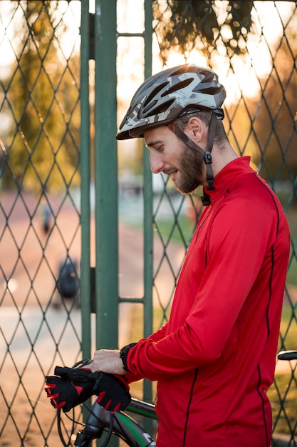 Fitness boy with bike