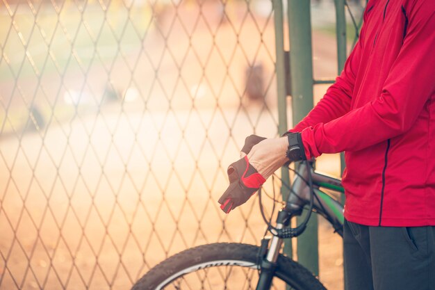 Fitness boy with bike