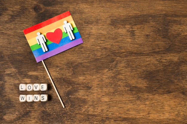 Free photo flag in rainbow colors with gay couple