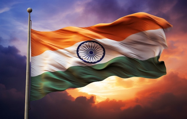 Free Photo flag raised for celebrating indian republic day