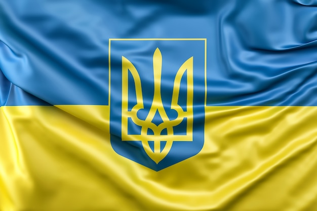 Flag of Ukraine with coat of arms