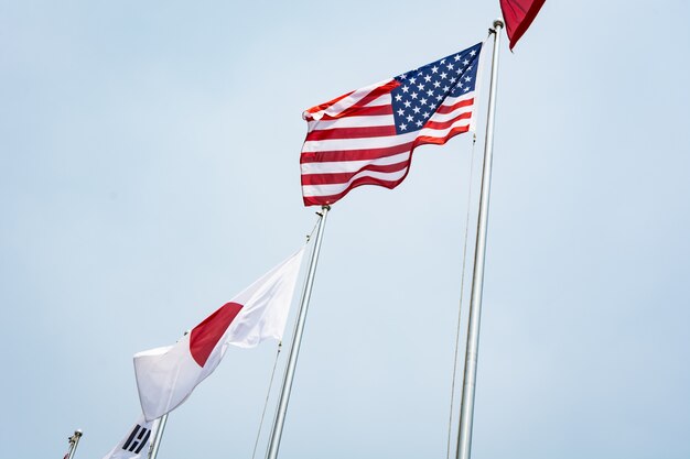 Flags of the united states and japan