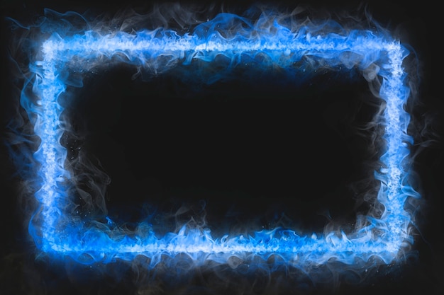 Free photo flame frame, blue rectangle shape, realistic burning fire