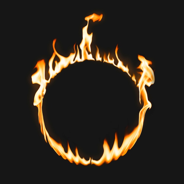 Free photo flame frame, circle shape, realistic burning fire