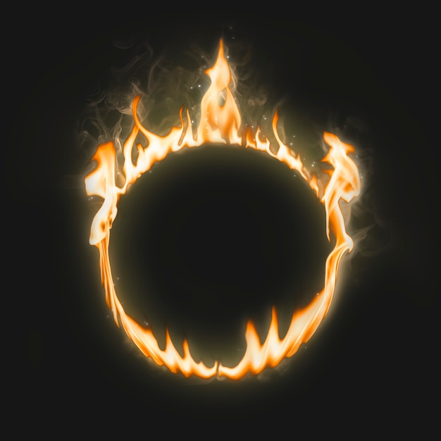 Free Photo flame frame, circle shape, realistic burning fire