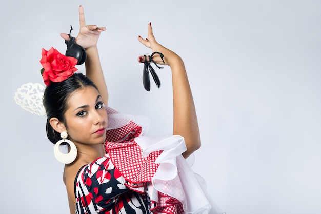 Free Photo flamenco dancer in beautiful dress