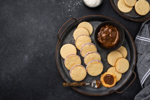 Flat design of delicious alfajores with copy space