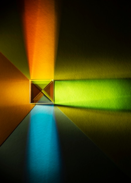 Free photo flat lay abstract lights prism effect