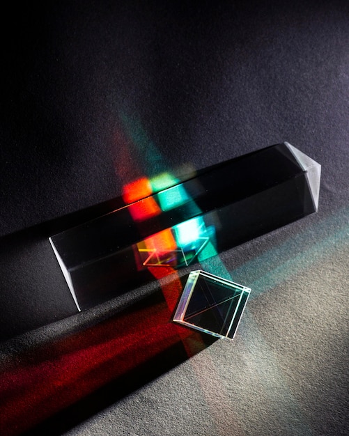 Free Photo flat lay abstract lights prism effect