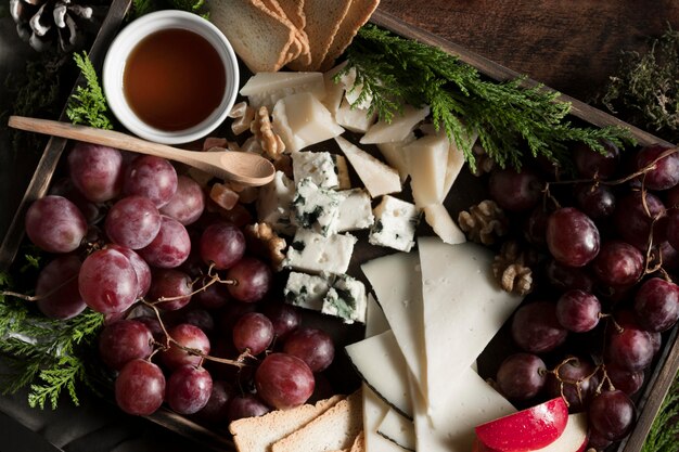 Flat lay arrangement of christmas food