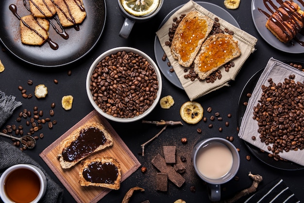 Free Photo flat lay arrangement with sweets