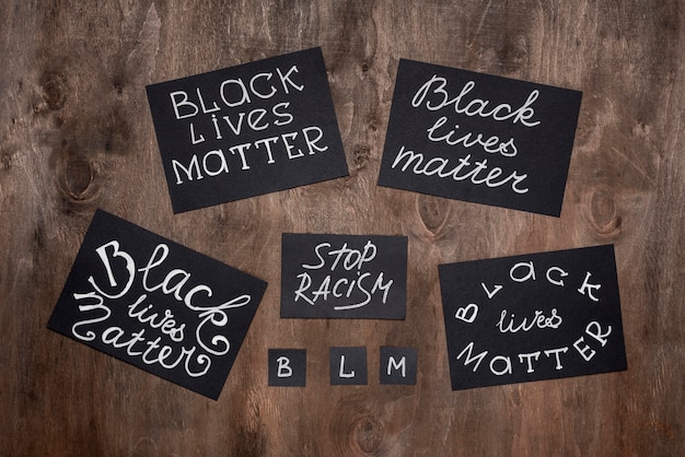 Free Photo flat lay of assortment of black lives matter cards