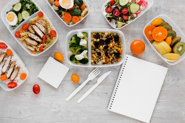 Flat lay assortment delicious meal