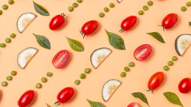 Flat lay assortment of delicious ripe produces