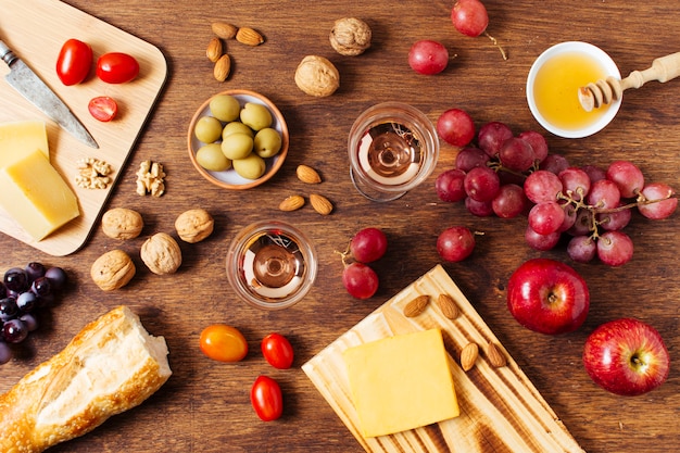 Free photo flat lay assortment of different foods for picnic