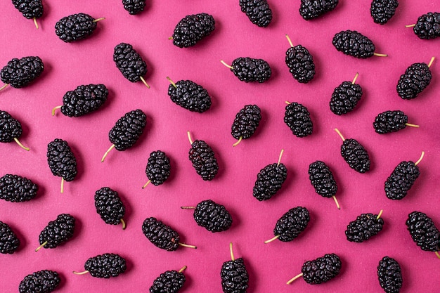 Flat lay of assortment of mulberries