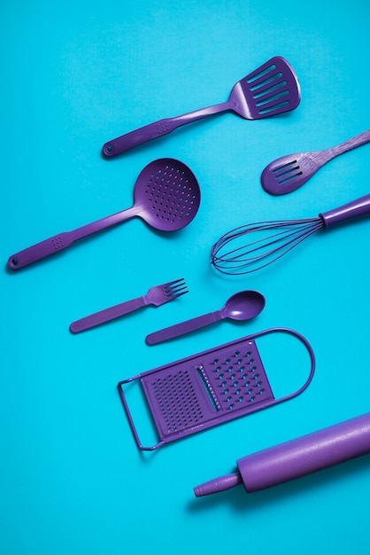 Free Photo flat lay of assortment of supplies in one color