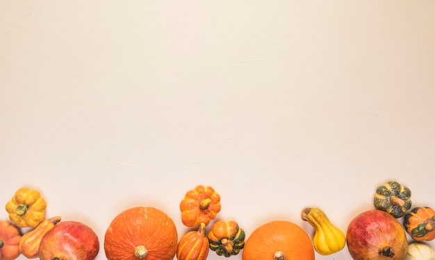 Free photo flat lay autumn food frame with pumpkins