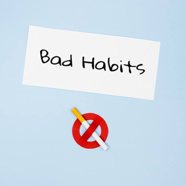 Free photo flat lay of bad habit concept