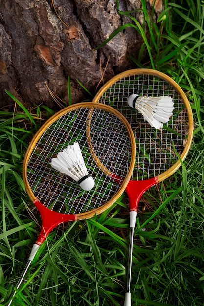 Free Photo flat lay badminton rackets