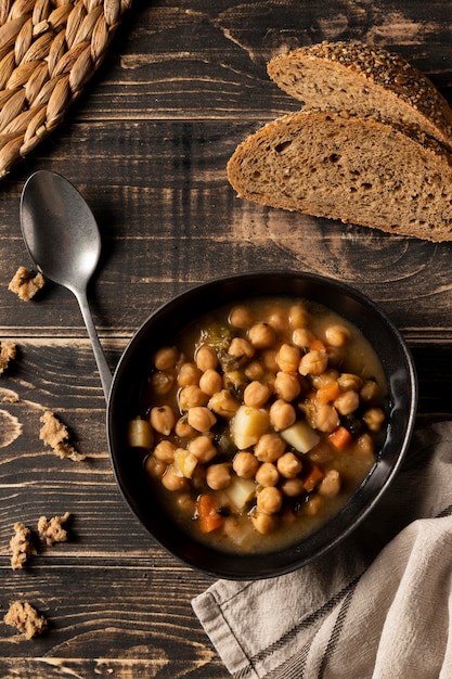 Free photo flat lay beans in a bowl