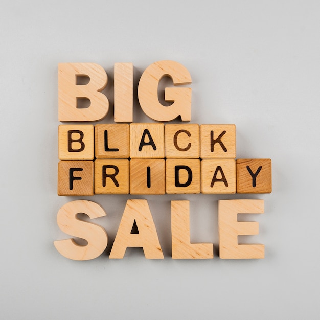 Free photo flat lay of big black friday sale cubes