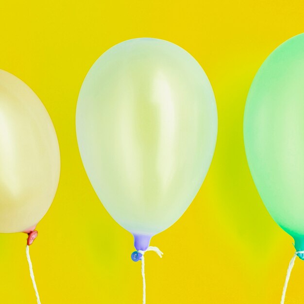 Flat lay birthday party balloons close-up