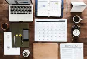 Free photo flat lay of business agenda