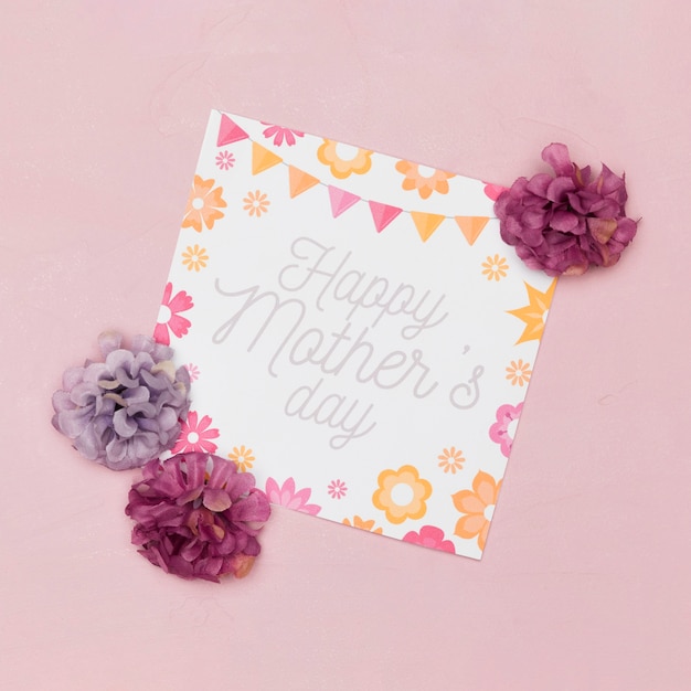 Flat lay of card for mothers day