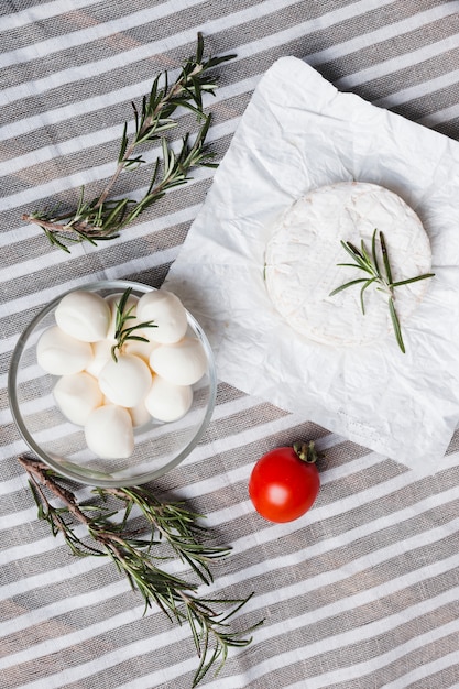 Flat lay cheese composition