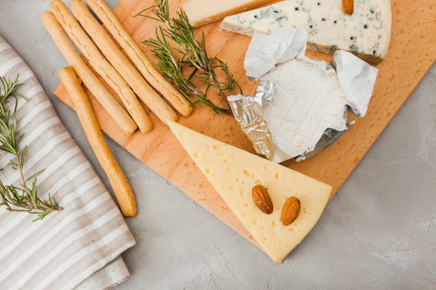 Free photo flat lay cheese composition