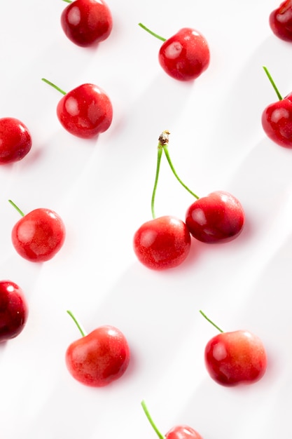 Free photo flat lay of cherries