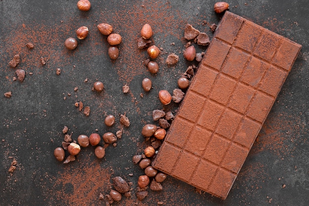 Free Photo flat lay chocolate assortment on dark background