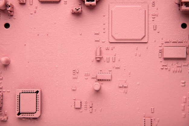 Flat lay circuit board close-up