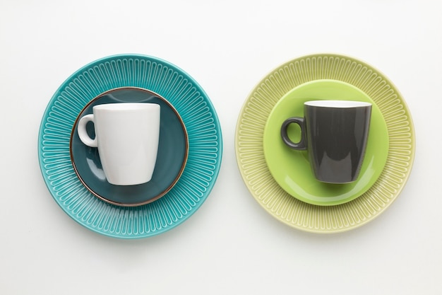 Free Photo flat lay clean tableware set