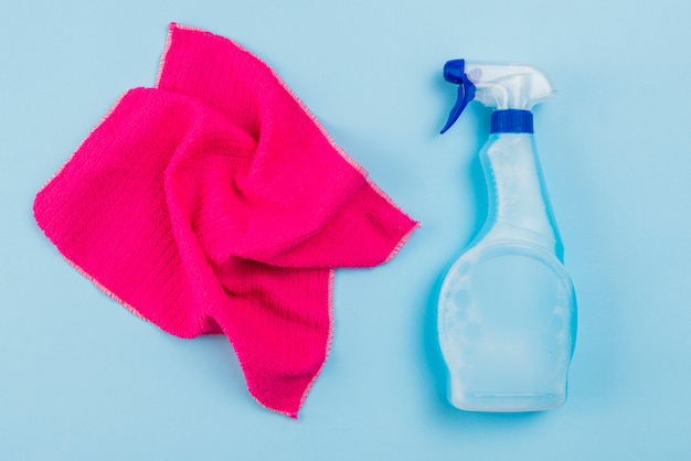 Flat lay of cleaning products