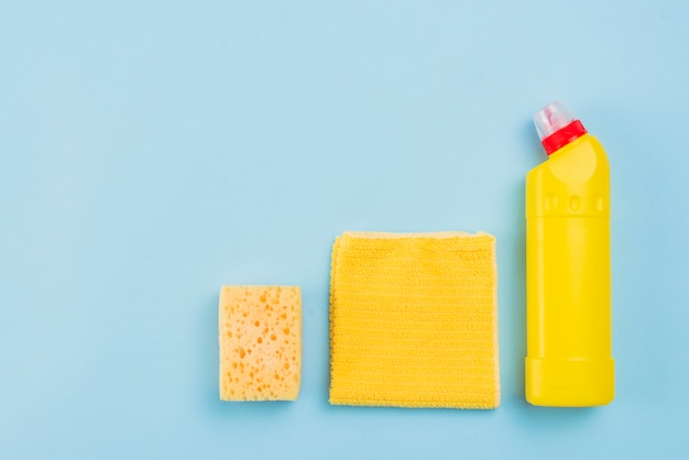 Flat lay of cleaning products