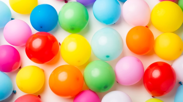 Flat lay of colorful balloons