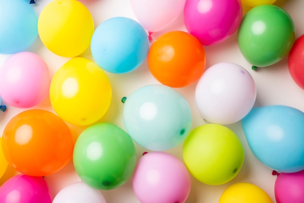 Flat lay of colorful balloons