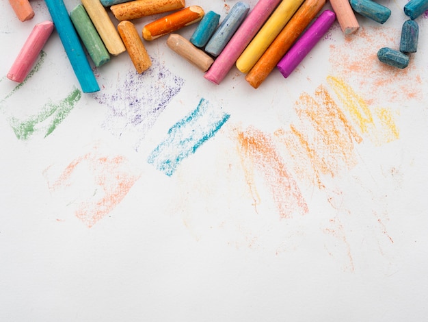 Free photo flat lay of colorful chalk