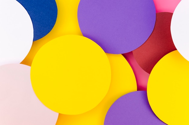 Free Photo flat lay of colorful filled paper circles