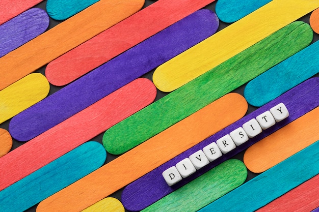 Flat lay colorful ice cream sticks arrangement