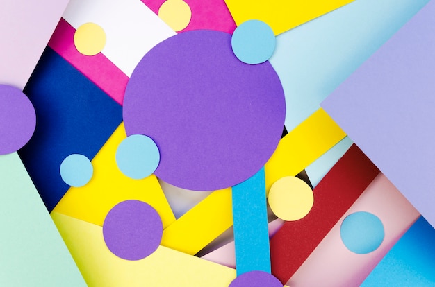 Free Photo flat lay of colorful paper circles and shapes